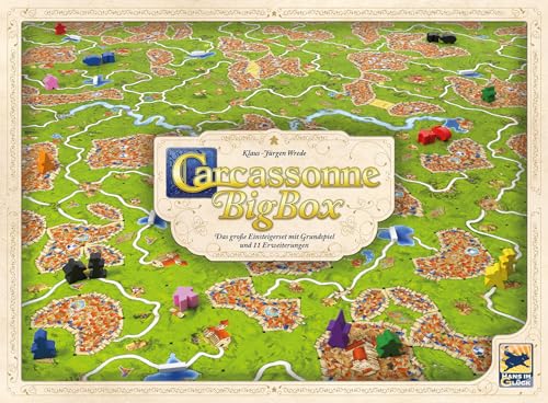 Hans im Glück, Carcassonne BigBox (Auflage 2025), Familienspiel, 2-6 Spieler, 7+ Jahre, 35 Minuten, Deutsch 2