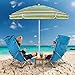 MOVTOTOP 6.5ft Beach Umbrella, UV 50+ Protection Beach Umbrella with Sand Anchor and Tiltable Aluminum Pole, Windproof Beach Umbrella with Portable Carry Bag for Outdoor Travel(Green/Yellow)