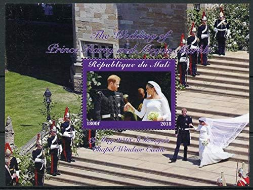 Prince Harry & Meghan Royal Wedding Postage Stamps for Collectors - Sheet of 1 CTO Stamp with Postmark - Issued by Mali in 2018 - Royalty Topical Thematic Stamps by W4Stamps