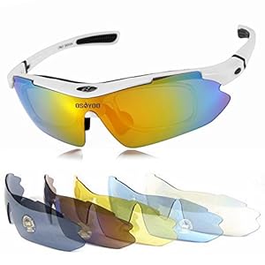 偏光サングラス メンズ レディース 兼用 フリーサイズ 軽量 耐衝撃 UVカット 交換レンズ5枚付き