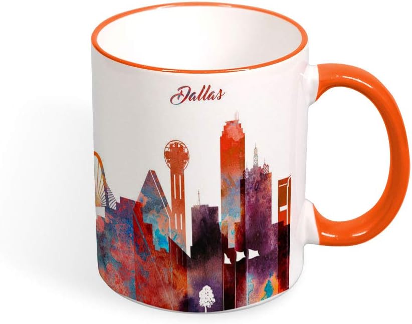 Amazon Com Dallas Texas Handmade Coffee Mug Original Usa City Mug Skyline Tea Cup Color Silhouette Birthday Gift Travel Gift Office Gift Mug 11oz Coffee Cups Mugs