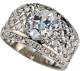 Brilliant Designer White Gold Overlay Men's Ring simulated White Sapphire Size 9 10 11 12 13 14