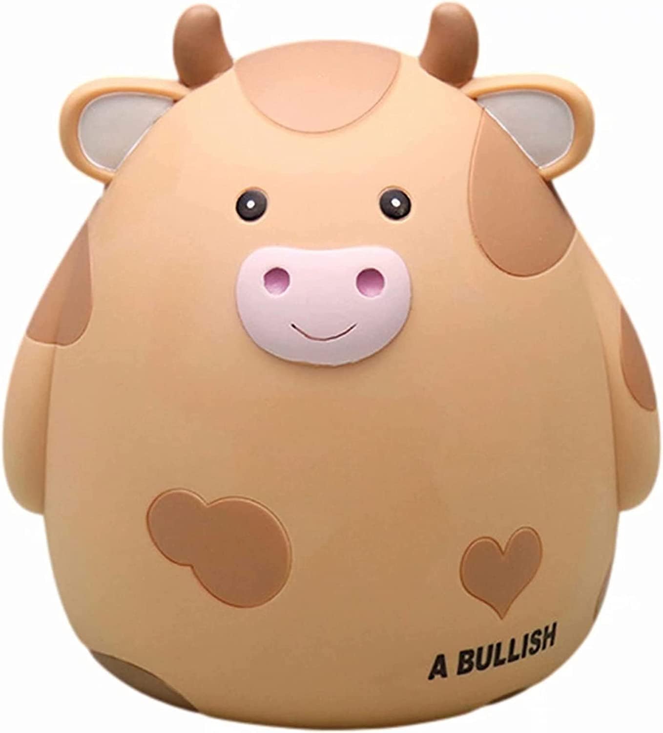 H&W Cow Piggy Bank,Cute Animal Piggy Bank for Kids,Unbreakable Money Bank,Coin Bank Money Box for Boys Girls Adults,Brithday Baby Shower (Yellow)