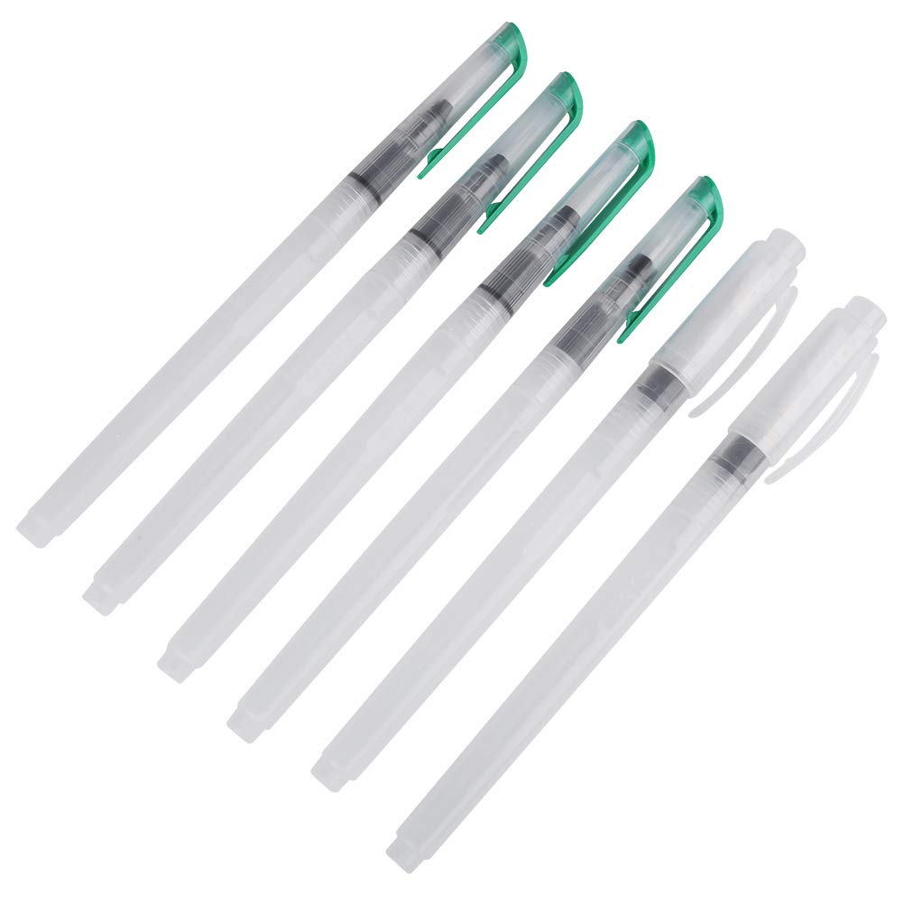 6 Pcs/Set Flat Round Paintbrush Sets Water Color Large Capacity Soft Painting Nylon Hair Brush Marker Watercolor Drawing Pens