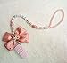 Personalised- Any name Bling silver rhinestone bow pink and sliver beads dummy clip holder pacifier clips holder/Teethers clip (WHITE)