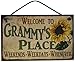 Egbert's Treasures 5x8 Vintage Style Sign with Sunflower Saying, Welcome to Grammy's Place Weekends, Weekdays, Whenever Decorative Fun Universal Household Signs from