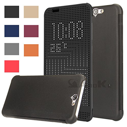 HTC A9 Case, HTC One A9 Dot case, AnoKe@ DEY DOT Luxury Flip Slim Dot View Cover Case for HTC One A9,A9u,A9w -Dot Black