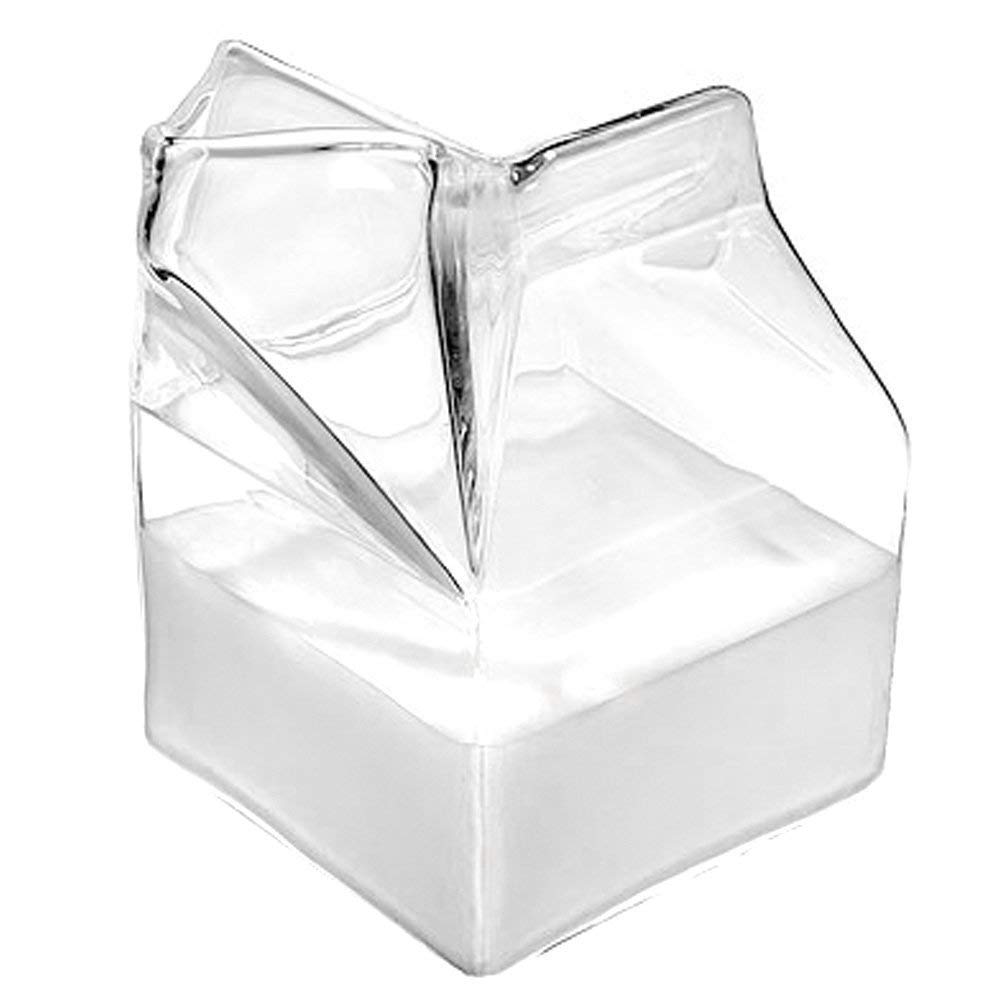 Creamer Glass Mini Milk Carton Container Water Glass Cup