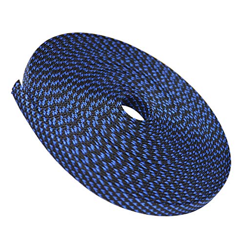 PET Expandable Braided Sleeving Flexo wire Cable Sleeve (0.32" 100ft Black with Blue) Striveday