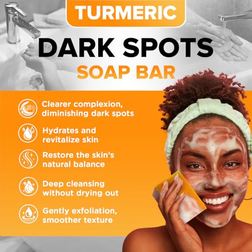 Organic Turmeric Soap for Dark Spots & Acne with Clove Bud (2 Packs) – Face & Body Bar – Rich, Creamy Lather for Natural Skin Glow Aromatherapy