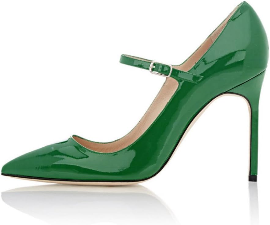 Soireelady Womens High Heel Pumps Mary Jane Court Shoes Office Party Stilettos Green US10