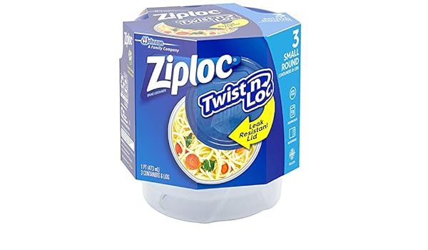 Ziploc Twist N Loc Containers, Small 3 Containers and 3 Lids (Pack - 6)