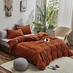 Houseri Burnt Orange Comforter Set Queen Rust