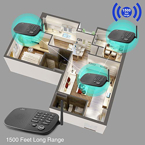 Wireless Intercom System Hosmart 1/2 Mile Long Range 10-Channel Security Wireless Intercom System for Home or Office[4 Units Black] - Thumbnail 4