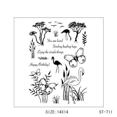 Sello de silicona transparente con diseño de grulla roja para ...