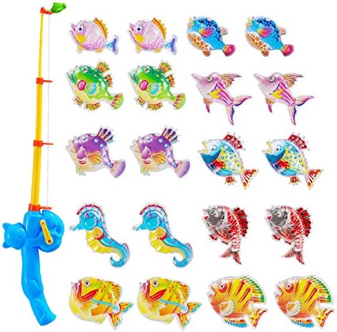 Bath Toy,Gudi Toy (21 Piece) Magnetic Fishing Games,Floating Fishing Toy in Bathtub Bathroom Pool Bath Time for Boys Girls Toddler Child,Summer Water Toys Fishing Toy for Kids Party Favors
