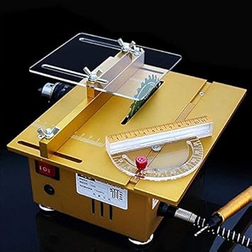 Multifunktions-Mini-Tischkreissäge Handgefertigte Holzdrehbank Elektrische Poliermaschine Schleifmaschine mit Schiebe-Lineal 