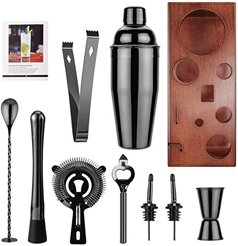 Cocktail-Shaker Set Barkeeper-Set mit Ständer schwarz 24 oz für Tequila Whiskey, Bar Kit Drink Mixer Shaker Set inkl… – Bild 7