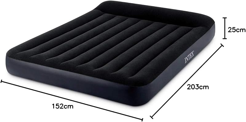 64143, Colchón Hinchable para Cama de Matrimonio, Unisex, Negro, 152x203x25 cm
