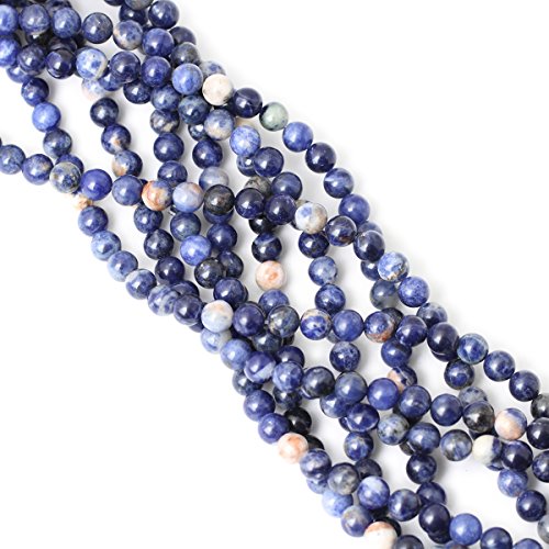 Qiwan 45PCS 8mm Natural Orange Blue Sodalite Gemstone Loose Round Beads Crystal Energy Stone Healing Power for Jewelry Making 1 Strand 15"