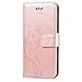 SMARTLEGEND Flip Wallet Case for iPhone 6S Plus, iPhone 6 Plus Case, Floral PU Leather Wallet Shock Absorption Kickstand Protective Case with Card slot Holder Pockets 5.5 Inch- Rose Gold