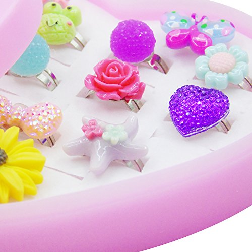 image for 24pcs Little Girl Jewelry Rings, Granmp Princess Pretend Play and Dres