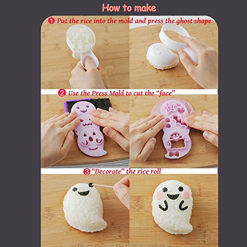 MXY Halloween Ghost Cartoon Rice Mold Little Gourd Shape Rice Ball Bread Maker Creative Sushi Cake Biscuits Sandwich Cookie Tools DIY Bento Kitchen Baking Utensil