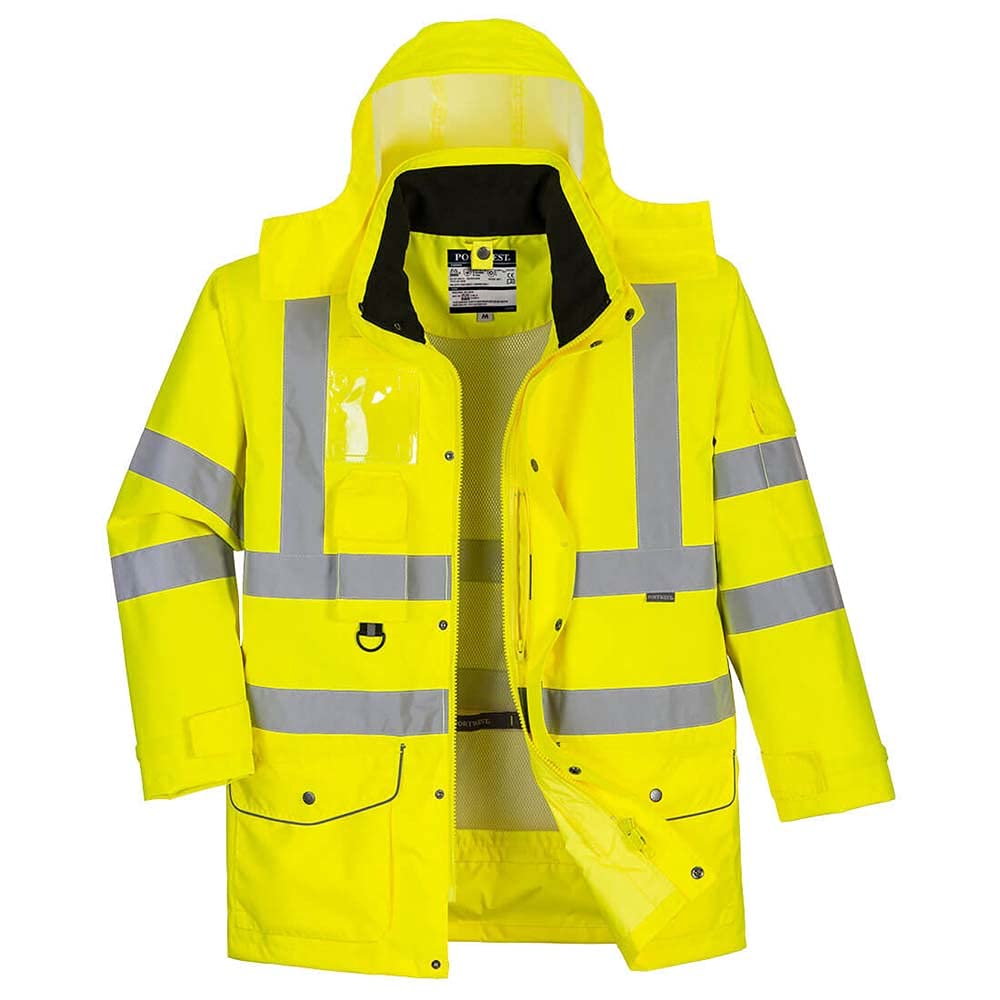 Portwest S427 Waterproof Hi-Vis Breathable 7-in-1 Traffic Jacket Yellow, 6X-Large