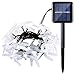 Icicle Solar String Lights, 16ft 20 LED 8 Modes Dragonfly Shaped Waterproof Decorative Fairy Lights for Indoor/Outdoor, Garden, Patio, Fence, Lawn, Bush, Balcony, Party, Holiday Decorations (White)