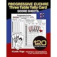 PROGRESSIVE EUCHRE Three Table Tally Card Score Sheets: 120 Personal Score Sheets for Scorekeeping | Record Keeper Book | Score Keeping Book | 4 Cards per Each Page | Size:8.5" x 11" - 120 Pages
