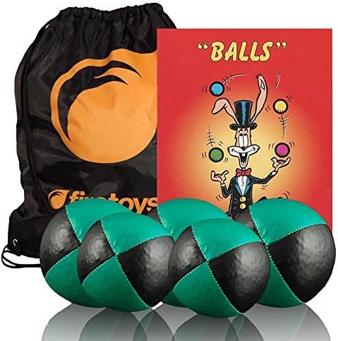 Firetoys 5x Grn/Blk Juggling Ball Set, Booklet & Bag by Firetoys Juggling Balls