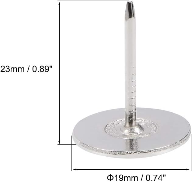 sourcing map Upholstery Nails Tacks 19mmx23mm Flat Head Furniture Nails Silver Tone for Furniture Sofa Headboards 20 Pcs - Image 4
