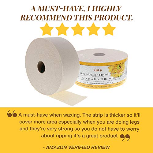 GiGi Natural Muslin Roll for Hair Waxing / Hair Removal, 3.25inch x