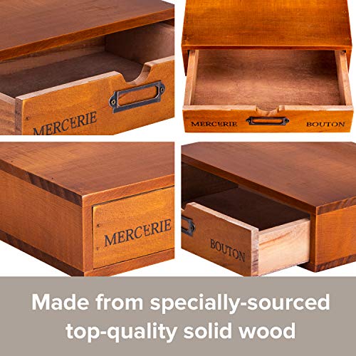 Wooden Single Drawer Unit Solid Wood Monitor Stand w/ Drawer for