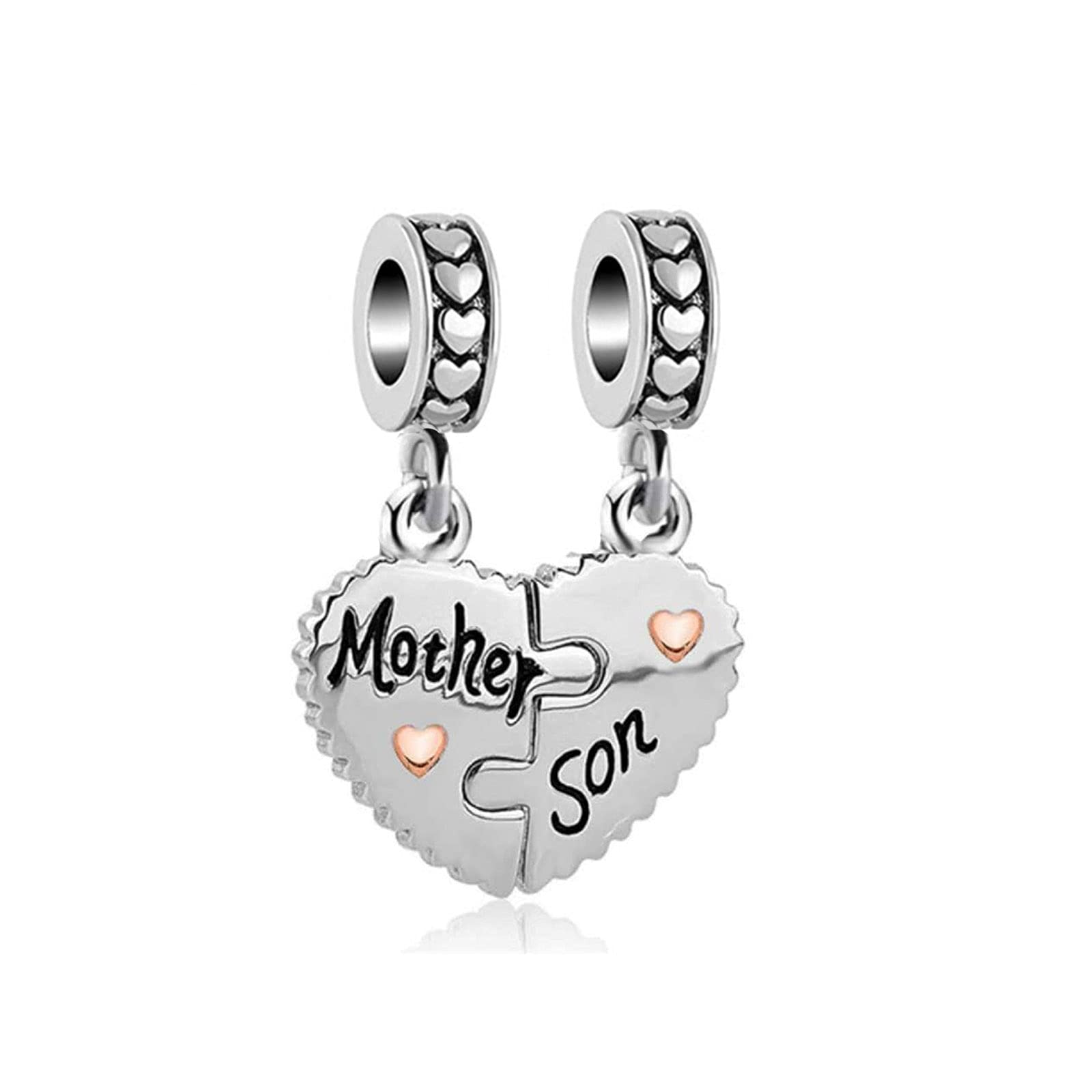 KunBead Jewelry Mother and Son Mothers Day Dangle Bead Charms Mom Gifts from Daughter Son Compatible with Pandora Bracelets
