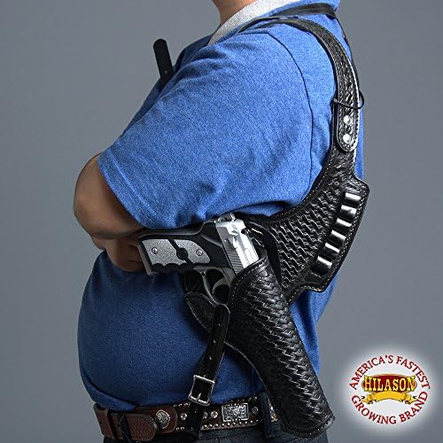 HILASON WESTERN COWBOY LEATHER SHOULDER RIG GUN HOLSTER 44/45 CALIBER BLK/BROWN
