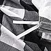 Wake In Cloud - Washed Cotton Duvet Cover Set, Buffalo Check Gingham Plaid Geometric Checker Printed in White Black and Gray, 100% Cotton Bedding, with Zipper Closure (3pcs, Queen Size)