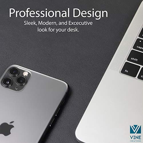 Leather Desk Pad 24" x 17", Vine Creations Office Desk Mat Waterproof Black - Premium Quality - Smooth Mouse Writing Surface - Maximum Protection Dual-Sided Pu Leather Blotter for Desk Office/Home - Thumbnail 2