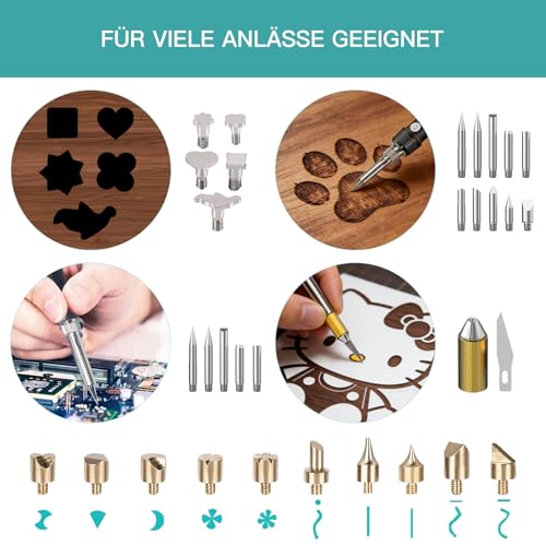 Pyrography Burner & Pyrography Soldering Iron Set - 54-in-1 Wood Burner for Engraving, 60 W, 200-480 °C, Brennpeter for Wood, Engraving Device, Burning Pen - Ideal for Professionals & Hobbies