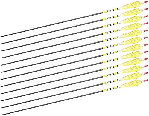 Lehang8899 Craftsmans Handmade Carbon Shaft Archery Arrow Feathers F Bow Yellow Color 80cm pack of 12