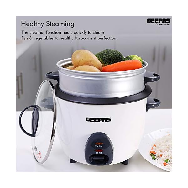 Geepas 450W Rice Cooker & Steamer with Keep Warm Function, 1L | Automatic Cooking, Non-Stick Inner Pot | Make Rice…