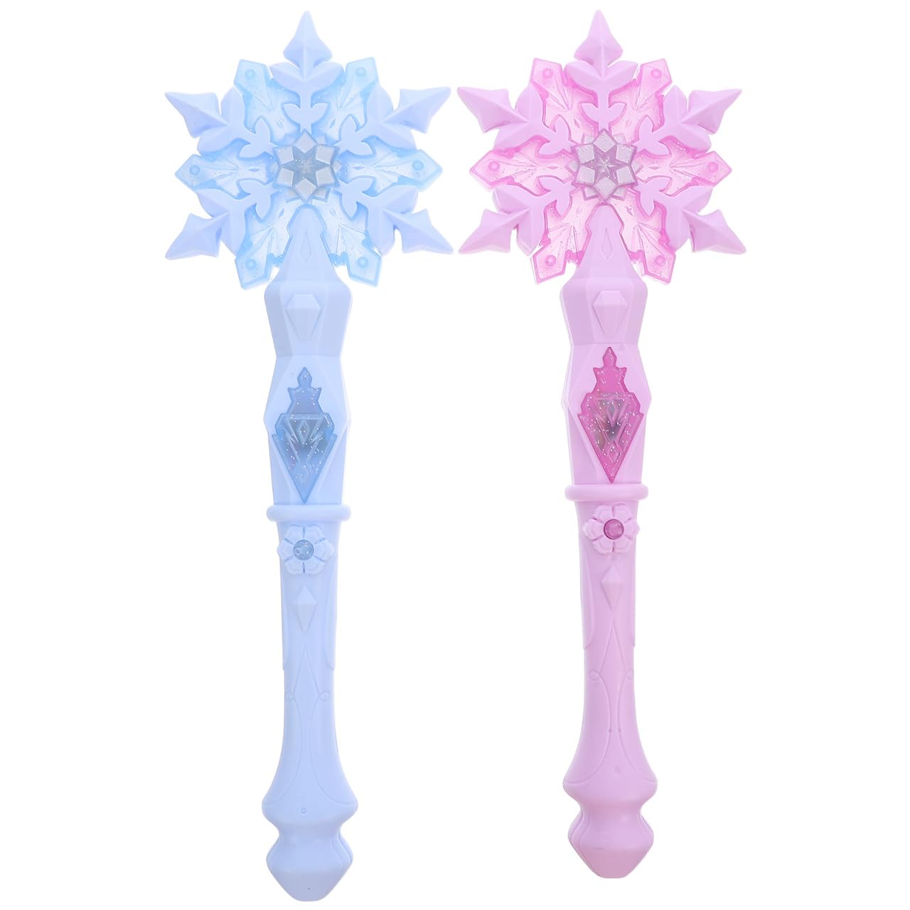 Alipis Snowflake Light up Fairy Wands 2 Pack - Glowing Princess Wands for Girls Birthday Stage Performances Party Dress up Accessories