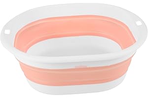 SHERCHPRY Foldable Baby Wash Basin Portable Collapsible Foot Soak Tub Small Pink White for Travel and Home