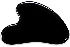YAMHOHO Gua Sha Jade Stone Gua Sha Massage Tool, Guasha Tool for Face and Body Skin Massage. Tools for SPA Acupuncture, Pink Stone for Body Face Neck and Eye, Skin Care Gift for Woman (Black)