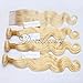 Dorabeauty #613 Blonde Human Hair Bundles 4×4 Lace Closure with 3 Bundles Body Wave Remy Human Hair Weave (20