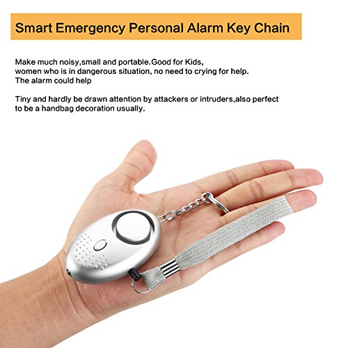 TOROTON Emergency Personal Alarm, 2 Pack 130 db Portable Safety & Security Alarm Keychain with LED Flashlight Safety Alarm for Women, Kids, Girls, Self Defense Electronic Device - Silver