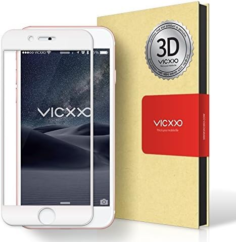 VICXXO iPhone 8 Plus iPhone 7 Plus Screen Protector 3D Curved Edge to Edge Full Coverage Tempered Glass Screen Protector for iPhone 8 Plus iPhone 7 Plus (7Plus WHITE)
