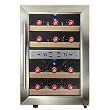 Firebird 12 Bottles Dual Zone Reversible Doors Stainless Steel Finish Wooden Shelves Freestanding Electric Wine Cooler Cellar