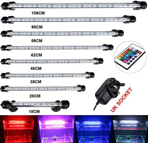 KOKOMALL LED Aquarium Lights RGB Underwater Submersible Fish Tank Lamp Waterproof with Remote 96cm/38 Inch