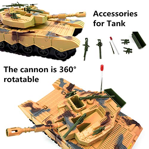 Fycooler Elite Desert Force Armored Military Tank Vehicle with 1/18 Scale Gunner Action Figure Soldier,2 Machine Guns,2 Utility Packs,2 Gunner Hatches for Kids Boys Indoor Outdoor Play Birthday Toys - Thumbnail 2